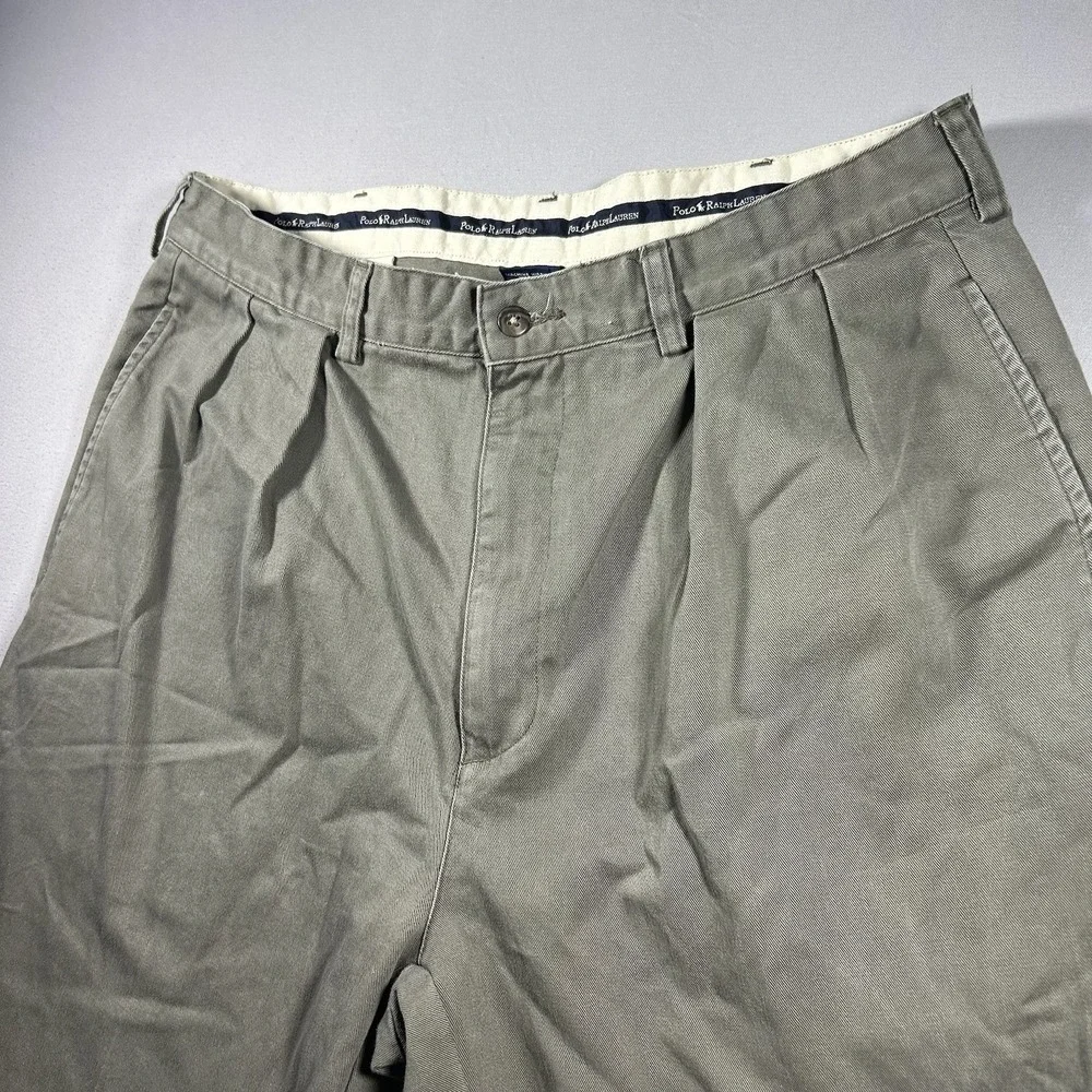 Vintage Polo Ralph Lauren Andrew Pant Olive Pleated Chino 34x36 Cotton